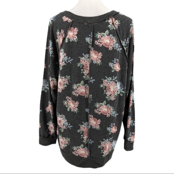 Caslon Gray Rose Print Sweatshirt, Size XL - Picture 4 of 7
